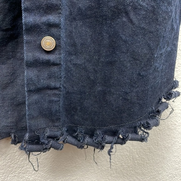 Thrill Jeans Destructed Destroyed Slashed Denim Jean Jacket Longline Oversized M - Picture 4 of 10